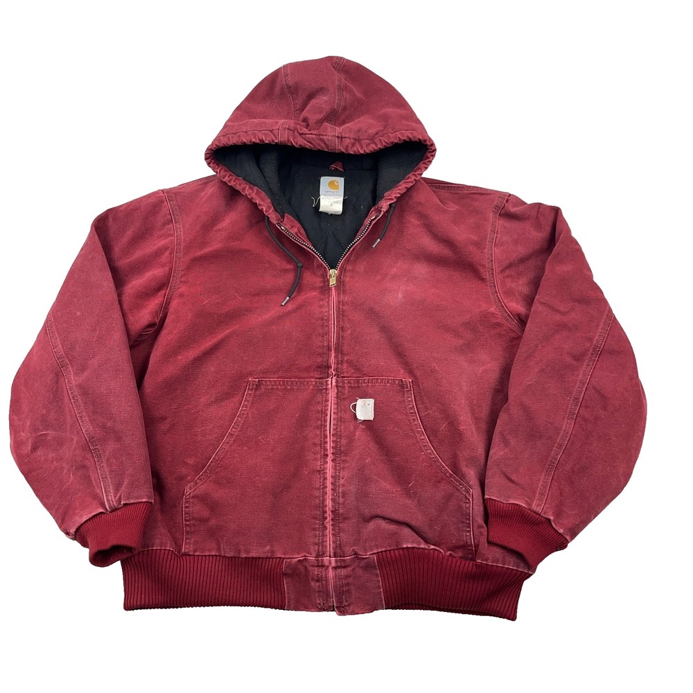 Vintage Carhartt Jacket Men XL J130 CRI Crimson Red 90s Workwear Active Coat